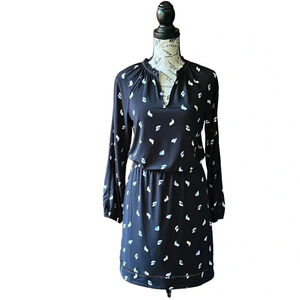 White House black market multicolor geometric long sleeve Vneck mini dress XXS
